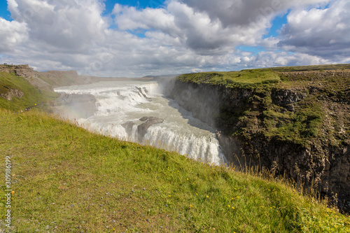 View on Gullfoss waterfall in southern Iceland