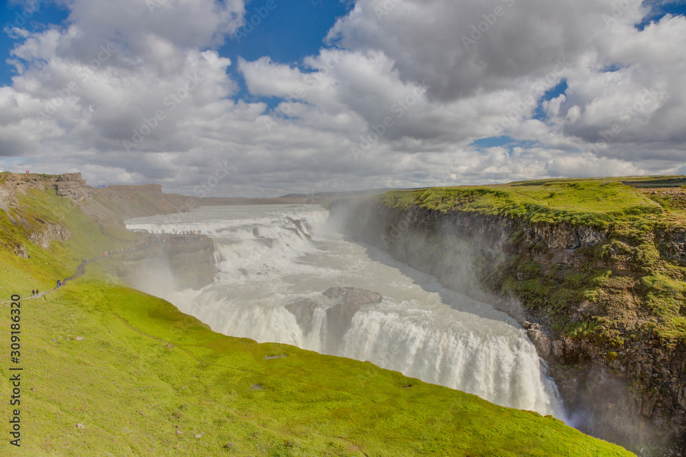 View on Gullfoss waterfall in southern Iceland View on Gullfoss waterfall in southern Iceland