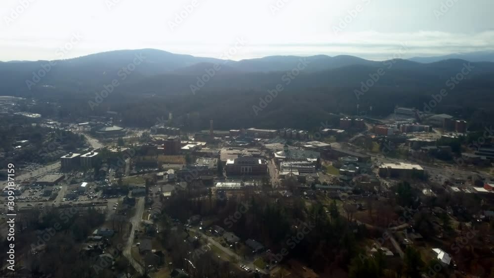 Aerial Push into Boone NC and Appalachian State University Campus Aerial Push into Boone NC and Appalachian State University Campus