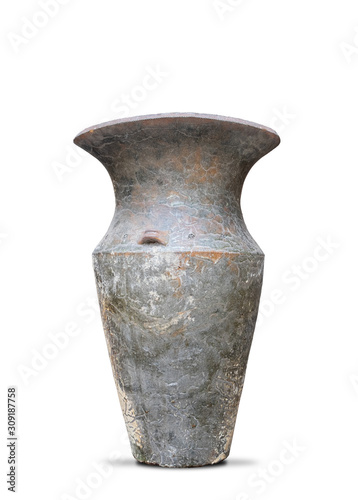 Antique vases or old vases that are isolated on a white background that separates objects. There are Clipping Paths for the designs and decoration 