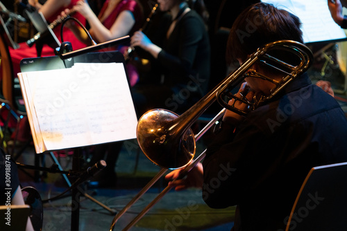 Man playing trumpet on the concert photo