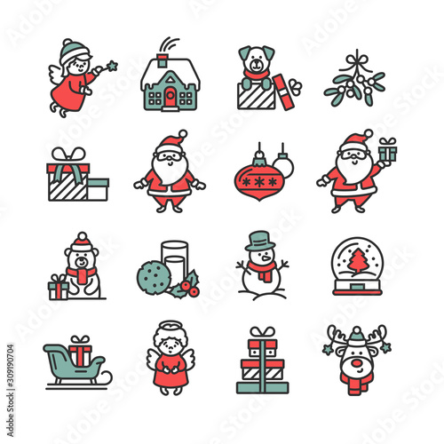 Christmas Food and Drink Icons set