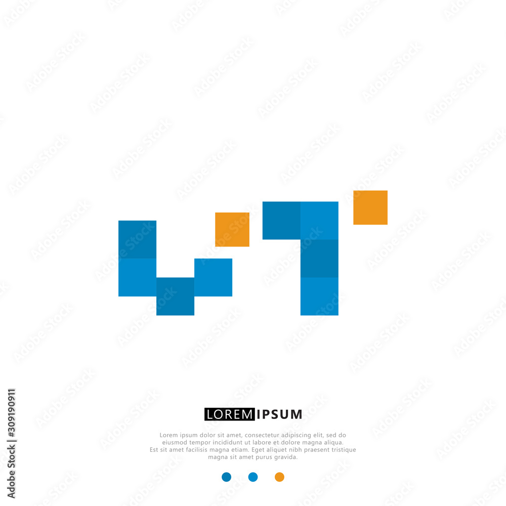 WT W T Logo Monogram with Blue and yellow Colors. modern letter logo design WT W T Logo Monogram with Blue and yellow Colors. modern letter logo design