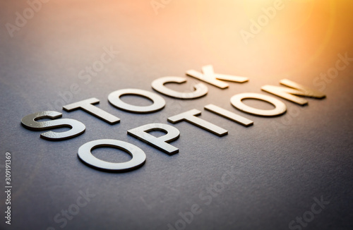 Schilderij op canvas Word stock option written with white solid letters