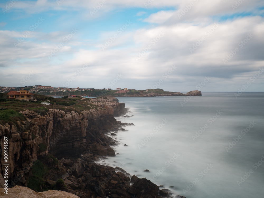 Landscape of sea cliffs in the Cantabrian Sea
