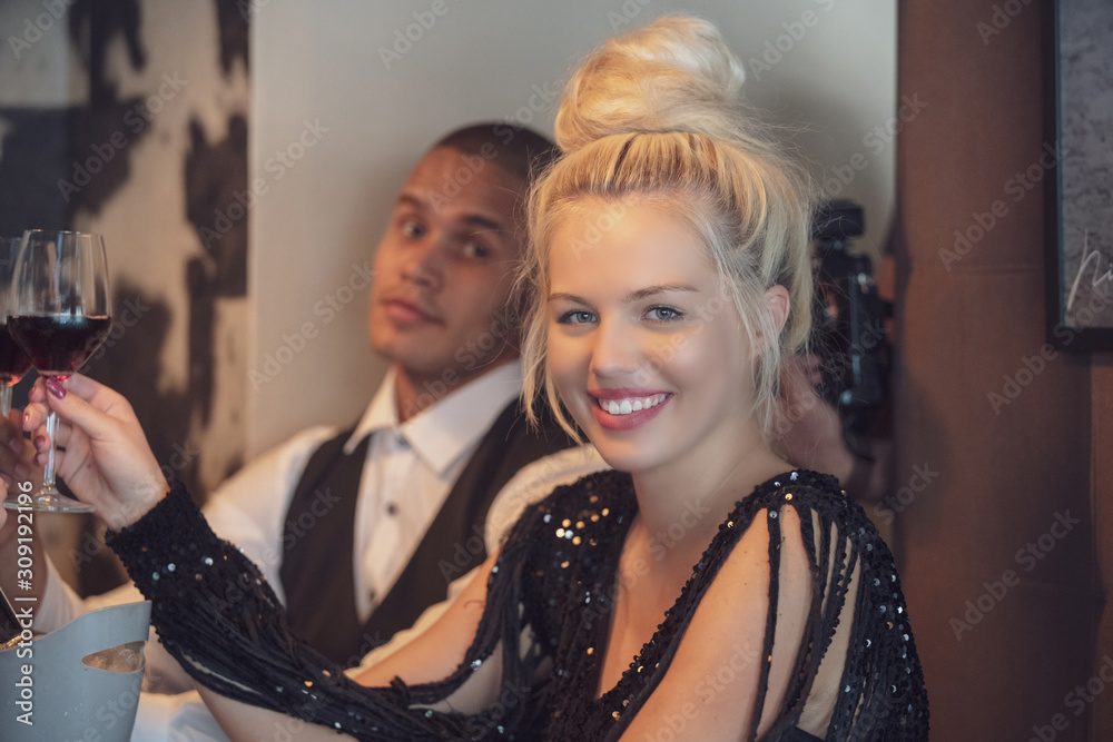 People Drink wine enjoy to night, Business People Party Celebration Success Concept People Drink wine enjoy to night, Business People Party Celebration Success Concept