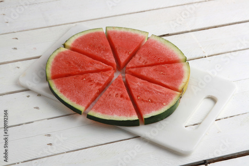 delicious watermelon cut into triangles