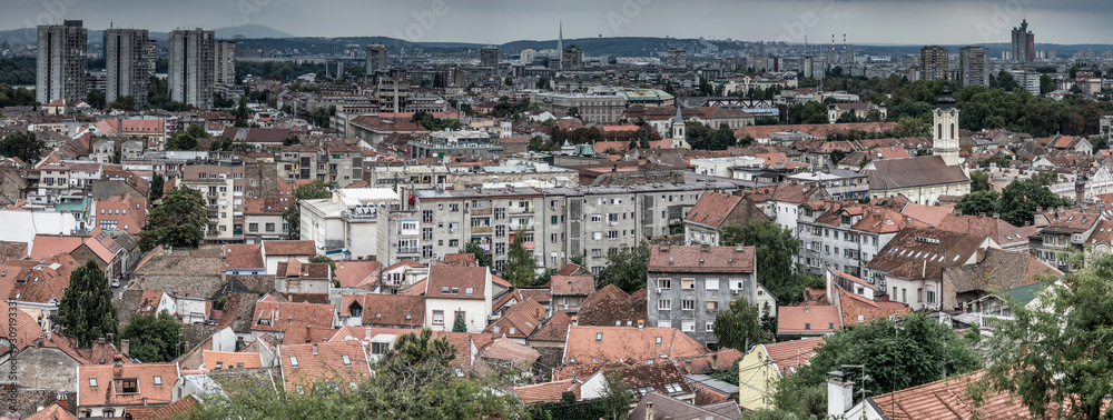 Above view of the old Zemun quarter and New Belgrade (Novi Beograd) on background