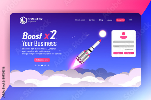 Boost Business Website Landing Page Vector Template Design Concept	