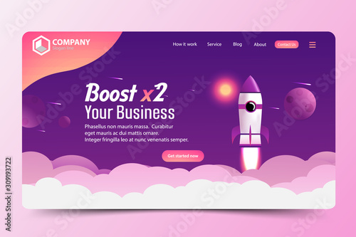 Boost Business Website Landing Page Vector Template Design Concept	