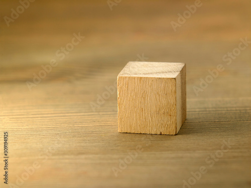bblank wood block on the wooden table