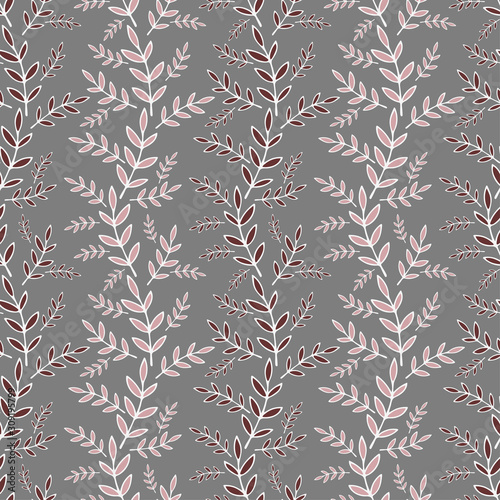 Seamless pattern with leaves. Vector illustration. Freehand drawing.