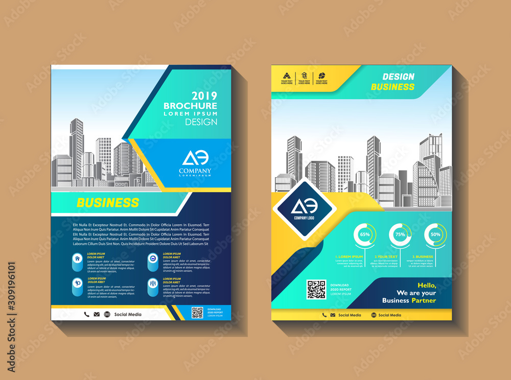 Vector Business brochure, flyers design template, company profile, magazine, poster, annual report, book & booklet cover, with green wavy line, and cityscape vector in background elements, size a4. Vector Business brochure, flyers design template, company profile, magazine, poster, annual report, book & booklet cover, with green wavy line, and cityscape vector in background elements, size a4.