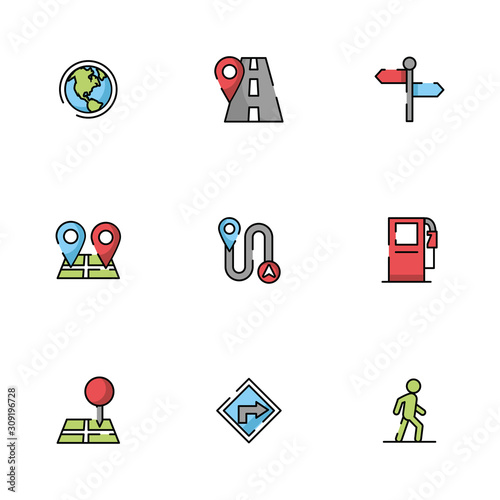 bundle of maps and navigation icons