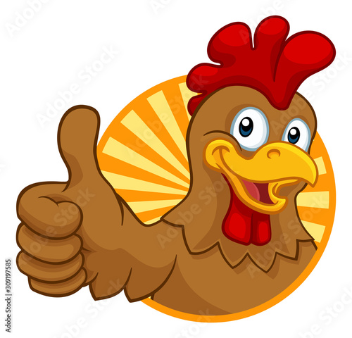 Wallpaper Mural A chicken cartoon rooster cockerel character mascot giving a thumbs up