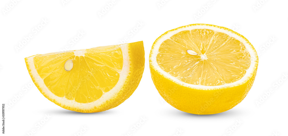 sliced lemon isolated on white background