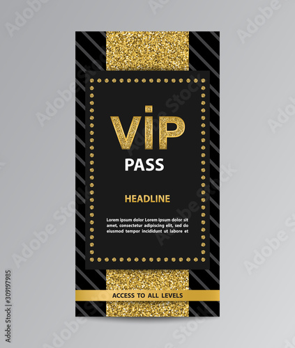 VIP pass admission with glittering stripe photo