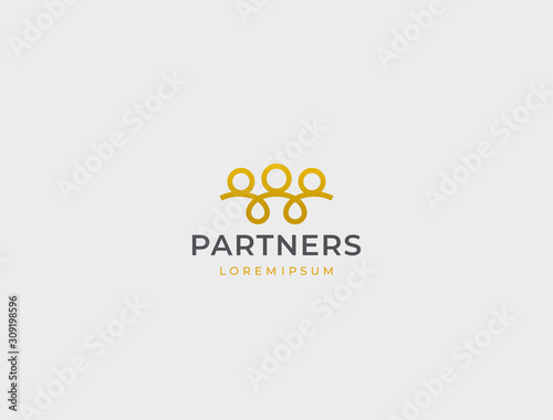Team logo. Creative three people icon. Community, partners, group, startup or teamwork symbol. Abstract vector illustration.