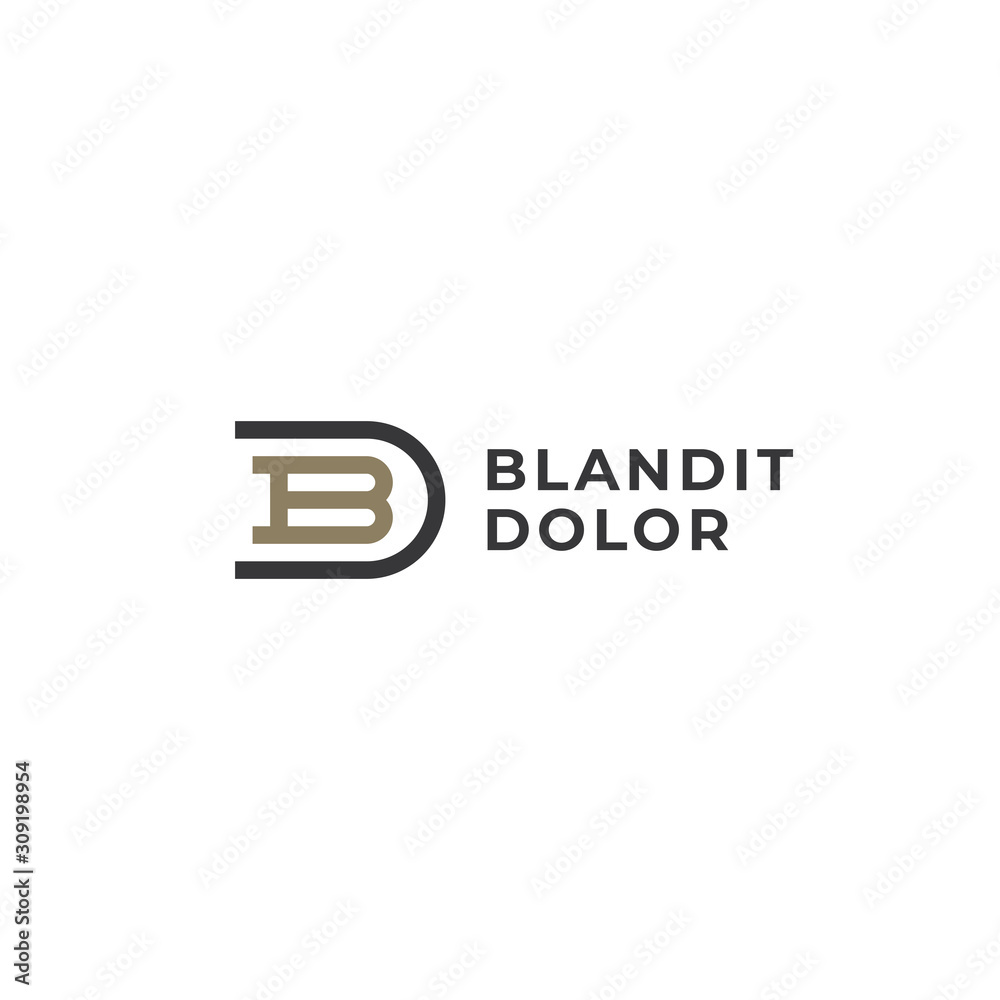BD or DB. Monogram of Two letters B&D or D&B. Luxury, simple, minimal and elegant BD, DB logo design. Vector illustration template. - obrazy, fototapety, plakaty 