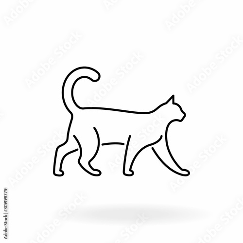 Cat outline icon. Kitten vector illustration. Pet symbol isolated on white background.
