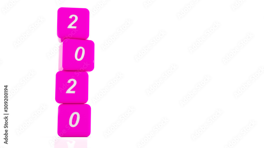 3d illustration of 2020 new year concept with cube and number 3d illustration of 2020 new year concept with cube and number