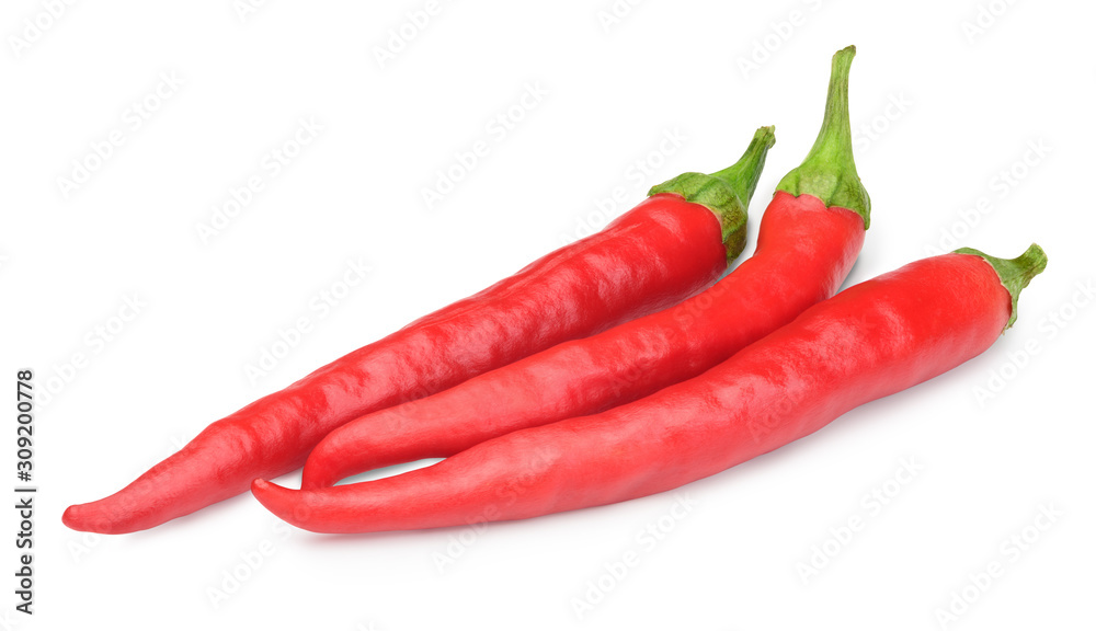 red chili pepper isolate on white with clipping path