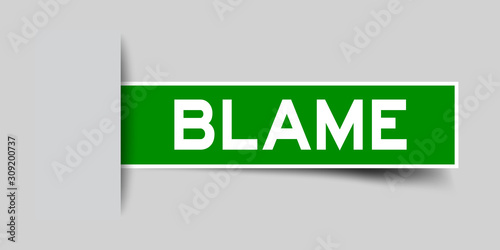 Label sticker green color in word blame that inserted in gray background