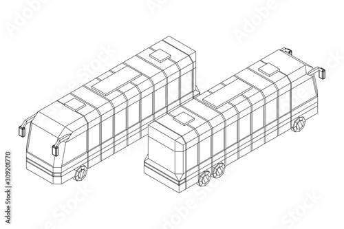 City bus. Wireframe low poly mesh vector illustration. Travel or transportation concept.