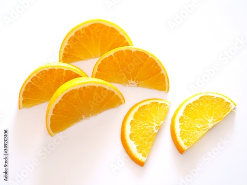 Fototapeta Naklejka Na Ścianę i Meble -  above of fresh orange and piece sliced isolated on white background.