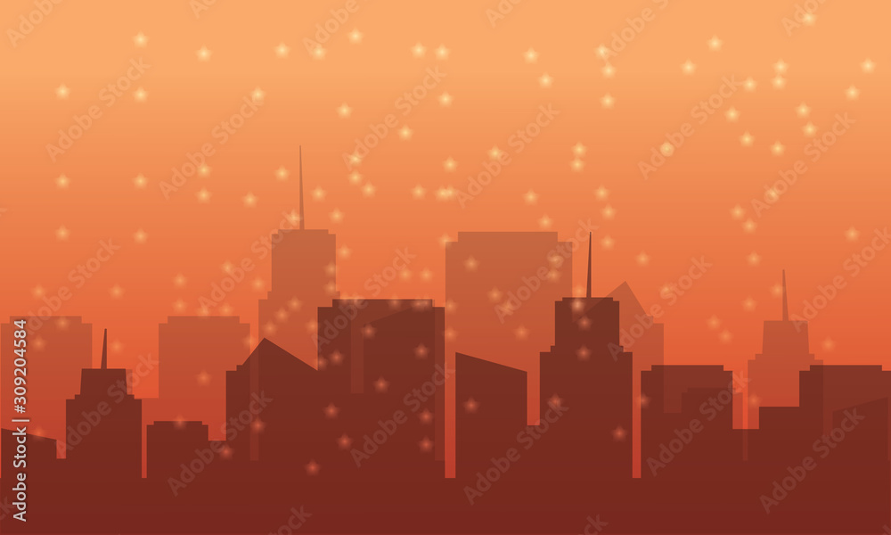 vector flat cartoon panorama - cityscape with different buildings fall season. vector flat cartoon panorama - cityscape with different buildings fall season.