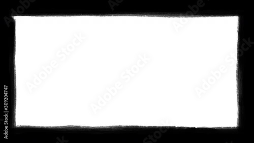 Animated grunge border frame. Borders of 4k frame are painted black
