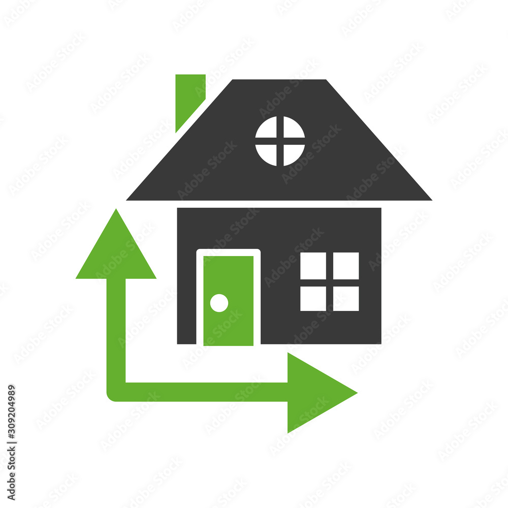 Obraz premium house front facade with arrows signals