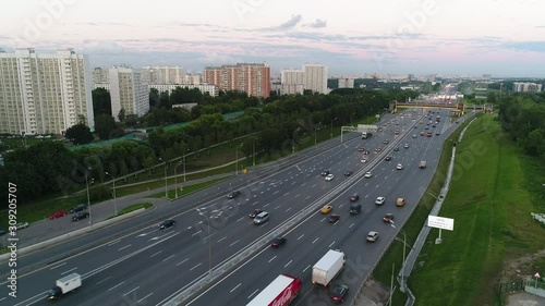 Aerial view of the multi-lane highway 