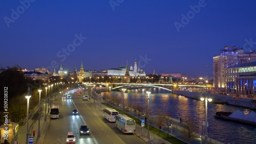 Views of the Prechisten Embankment, the Great Stone Bridge and the Kremlin