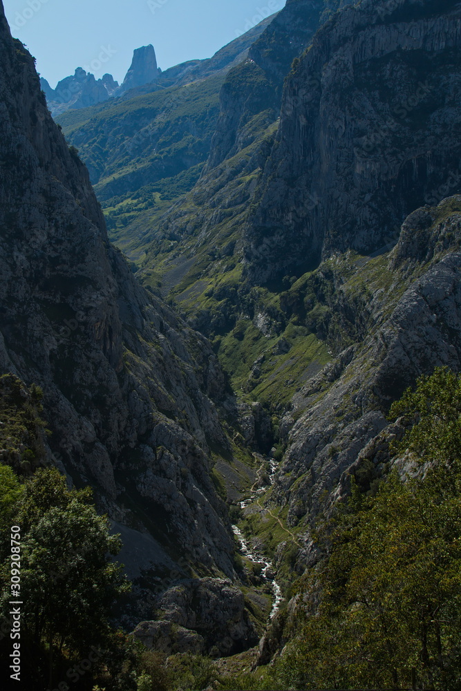 View of Naranjo de Bulnes in Picos de Europa from Camarmena in Asturia,Spain,Europe