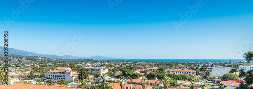 Blue sky over Santa Barbara cityscape