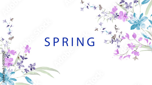 Computer drawn beautiful flowers illustration