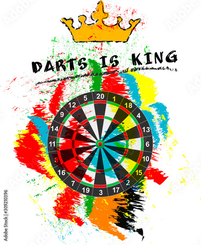 dart sport sign, symbol for the great darts event in 2019 free copy space, vector