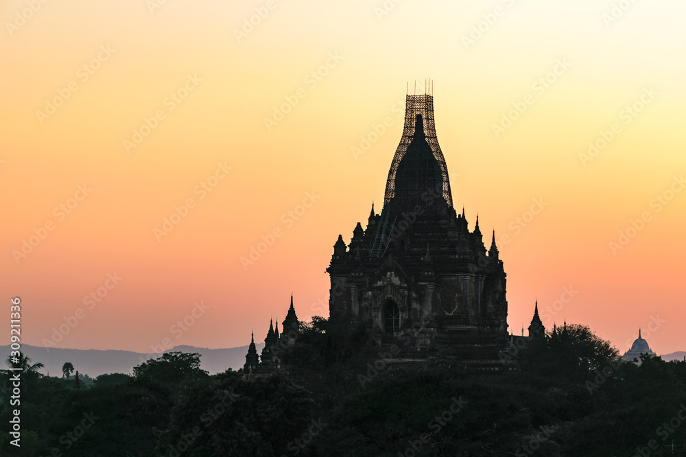 Sulamani Paya temple at sunset, Bagan, Myanmar. Popular tourist destination.