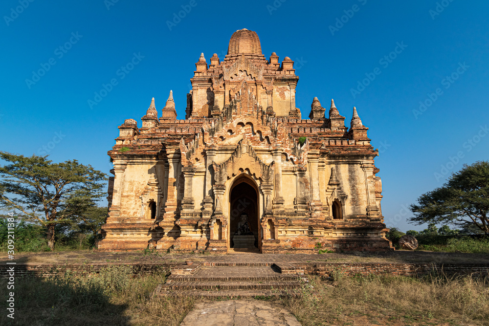 One of the numerous ancient buddhist temples in Bagan archaeological zone,  Bagan, Myanmar.