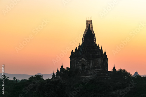 Sulamani Paya temple at sunset, Bagan, Myanmar. Popular tourist destination. © Maritxu22
