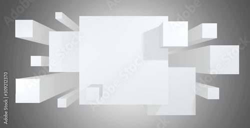 Abstract white interior highlights future. Architectural background. 3D illustration and rendering