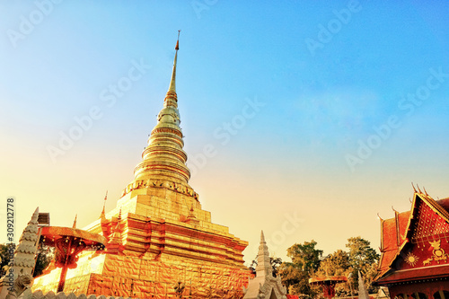 Wat Phra That Chae Haeng Temple. Golden Pagoda in Nan Province, Thailand.