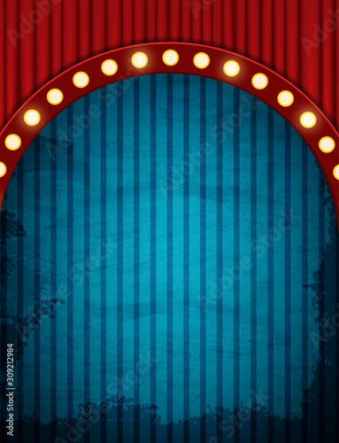 Vintage circus background with Red curtain