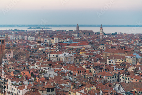 Aerial view of the landscapes during sunset in Venice, Italy © Sen