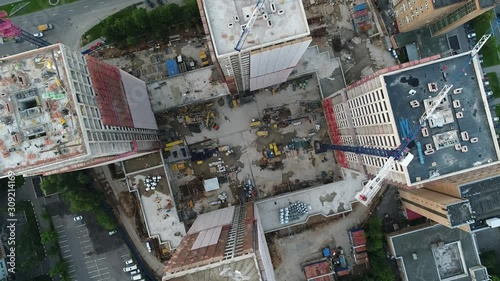 Flyover the complex of buildings under construction