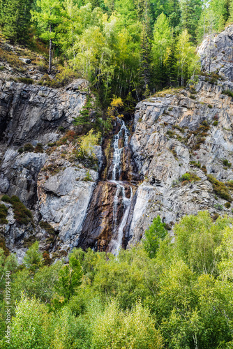 Natural landmark waterfall Shirlak  Maiden s Tears . Moutain Altai  Russia