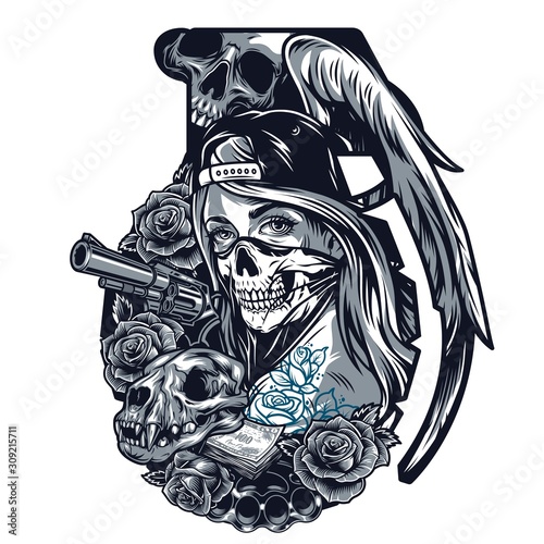 Vintage chicano tattoo template