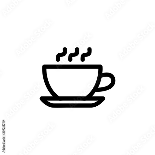 cup with coffee icon vector. A thin line sign. Isolated contour symbol illustration