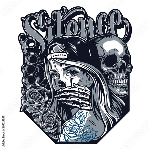 Chicano tattoo style concept